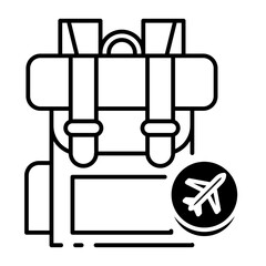 This Backpack icon is suitable for Study Abroad, International student, Education, etc