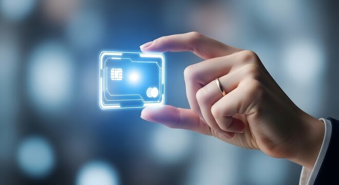 Futuristic Digital Card Interface  Innovative Technology in Hand