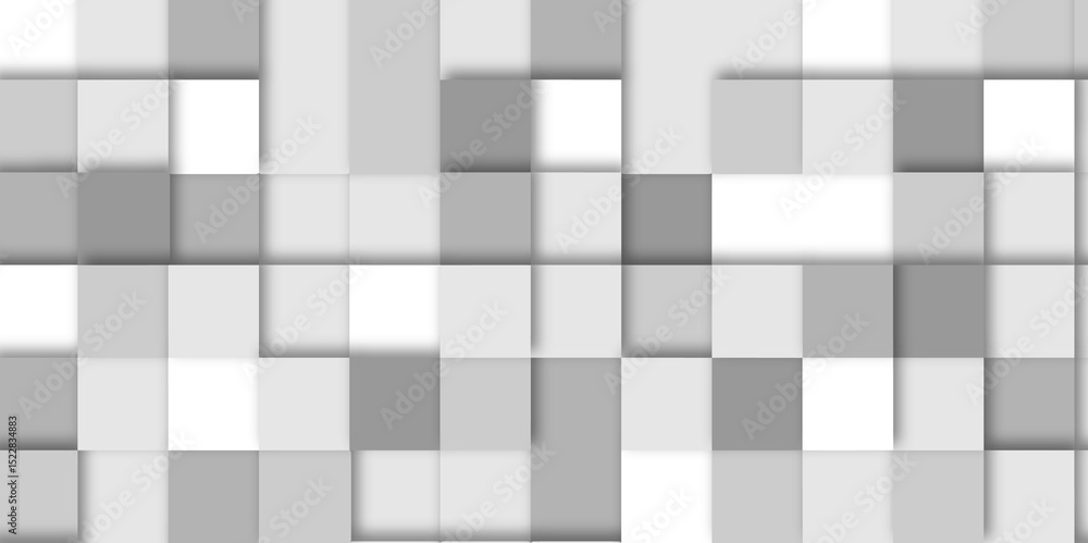 Poster abstract square mosaic.white ceramic tile background. 3d seamless cubes pattern.