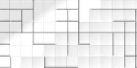 Abstract square mosaic.White ceramic tile background. 3d seamless cubes pattern. 

