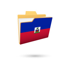 Vector illustration of Haiti flag isolated in file folder on white background.