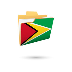 Obraz premium Vector illustration of Guyana flag isolated in file folder on white background.