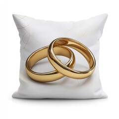 Find your perfect wedding rings golden bands on a pillow for engagement and marriage celebration
