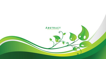 Green abstract background design with elegant leaf elements vector illustration