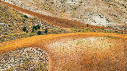 summer countryside landscape with the midday light inside Val D'Agri, Basilicata
