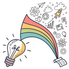 Bright ideas colorful lightbulb brainstorming concept design growth vision future vector success