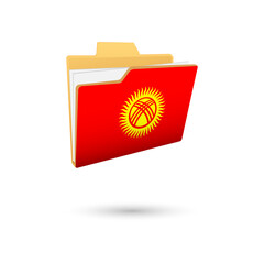Vector illustration of Kyrgyzstan flag isolated in file folder on white background.