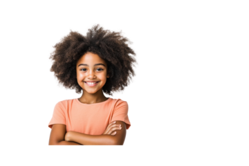 Pure Radiance: A portrait of a cheerful young girl, her captivating smile reflecting genuine happiness. She's the embodiment of innocent beauty and pure delight.