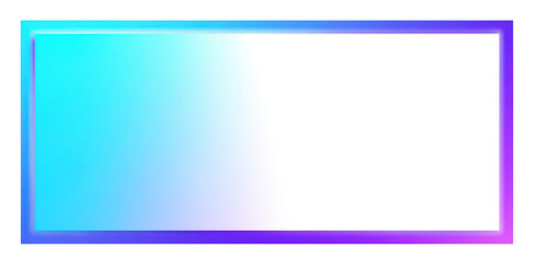 Fototapeta premium Minimalist gradient frame with blue and purple colors, white background, png, transparent