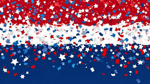 Celebratory confetti falling on a Dutch flag background