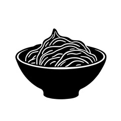 Minimalist black silhouette of kimchi in a bowl on a white background