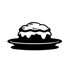 Minimalist black silhouette of shepherd's pie on a white background