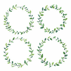 Set Wreath of leaves watercolor	