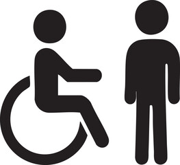 Accessibility and Inclusion Symbol Pictogram of a Person in a Wheelchair Next to a Standing Person