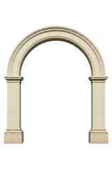 Elegant stone archway with classic architectural details isolated on a transparent background