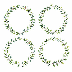 Set Wreath of leaves watercolor	