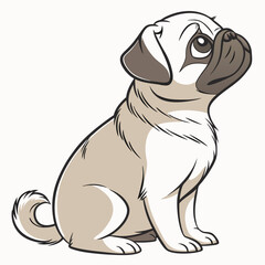 Adorable fawn pug puppy sitting cute dog portrait pet pose brown image animal canine mammal vector