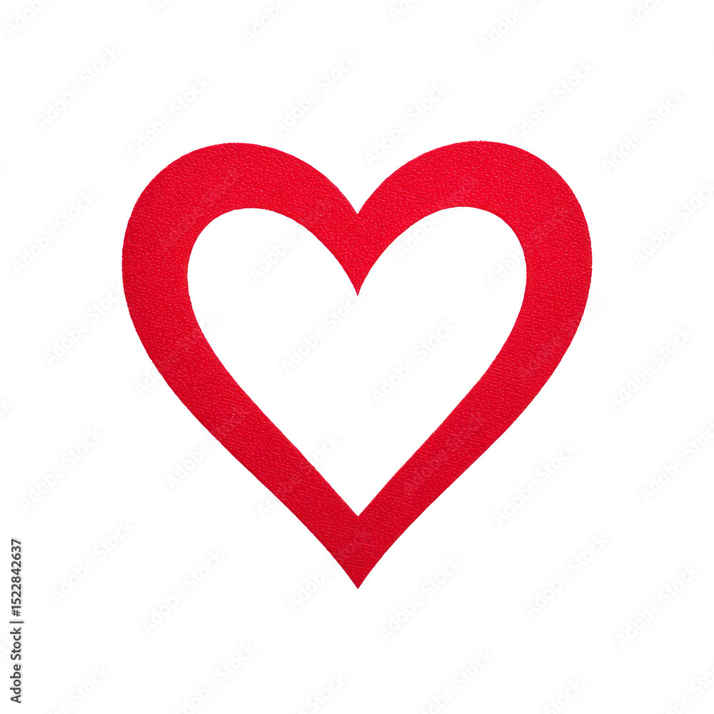 Poster red heart shape with simple, bold design on transparent background, symbolizing love and affection. 