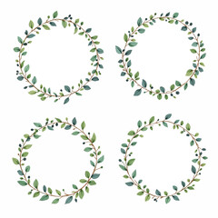 Set Wreath of leaves watercolor	