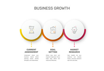 Vector template circle infographics. Business concept with 3 options and parts. Three steps for content, flowchart, timeline, levels