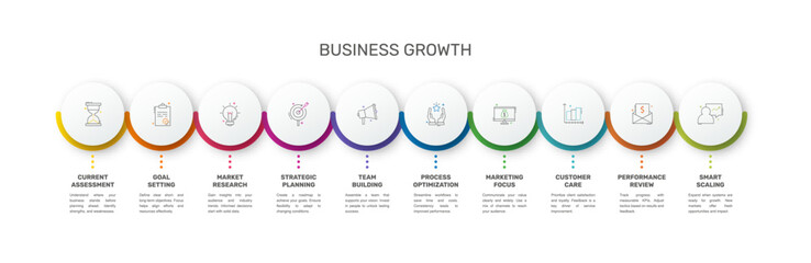 Vector template circle infographics. Business concept with 10 options and parts. Ten steps for content, flowchart, timeline, levels