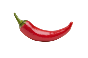 Fiery Red Chili: A vibrant, single red chili pepper, captured in sharp focus, is a symbol of culinary spice and flavor, isolated and inviting.
