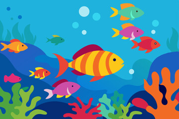 Naklejka premium a coral reef teeming with colorful fish 