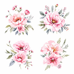 Wild flowers set, watercolor digital illustration.  © Watercol