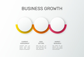 Vector template circle infographics. Business concept with 3 options and parts. Three steps for content, flowchart, timeline, levels
