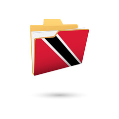 Vector illustration of Trinidad and Tobago flag isolated in file folder on white background.