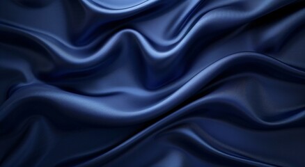 Obraz premium Elegant blue satin fabric draped in soft folds, creating a luxurious and rich texture.