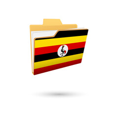 Vector illustration of Uganda flag isolated in file folder on white background.
