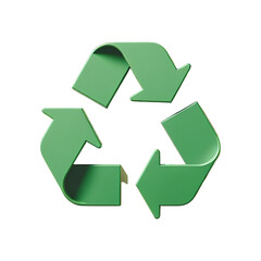 Obraz premium Green recycling symbol on a white background, an environmental icon of conservation