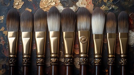 Aged brushes with rustic metal ferrules High Resolution Picture