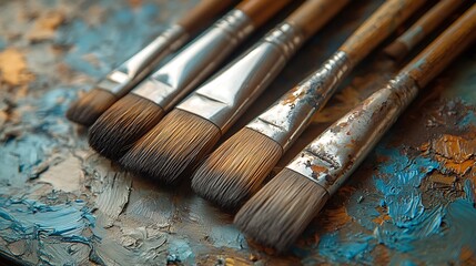 Worn brushes with delicate wooden handles High Resolution Picture