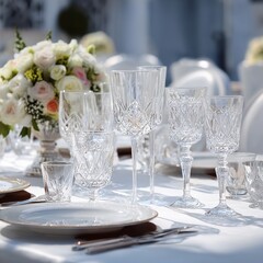 Elegant Gold Cutlery and Floral Table Setting - Luxury Dining and Fine Tablewar