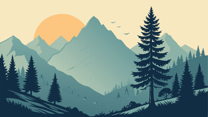 Fototapeta premium vector illustration of a forest