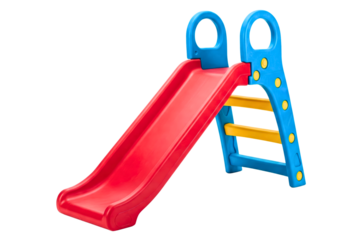 Colorful plastic slide for children's playground isolated on a transparent background