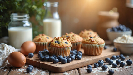 National Blueberry Month – Homemade Blueberry Muffins with Fresh Ingredients