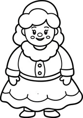 Obraz premium Mrs Claus outline illustration for coloring pages or Christmas design