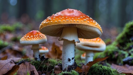 Fototapeta premium Amanita muscaria, commonly known as the fly agaric mushroom.