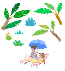 girl on the beach and dog