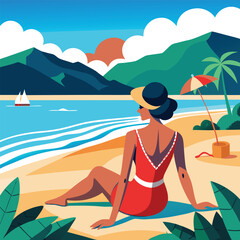 girl on the beach, woman on the beach, surfer on the beach, woman on the beach, young woman surfer with surfboard standing on beach, vacation time woman on the beach in a swims