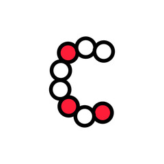 Modern Geometric Letter C with Bold Circle Pattern, Creative Abstract C Typography with Red and White Dots