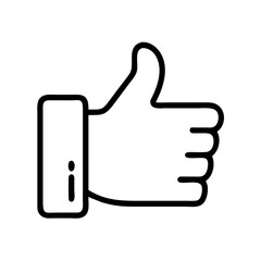 Thumbs up like approval gesture vector icon in black outline style on transparent background for social media and user interface design