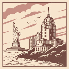 Obraz premium vector illustration of old town