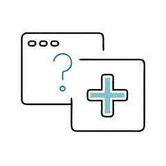 Fototapeta premium Question mark and plus sign icons in simple line art style 