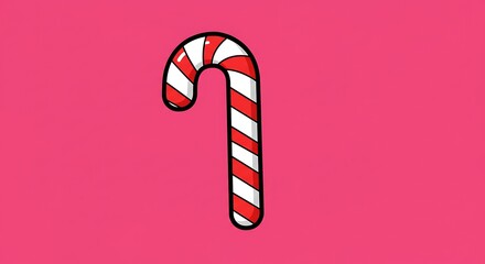 Candy Cane Illustration on Pink Background Festive Treat