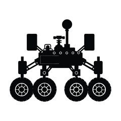Silhouette of a space rover with mechanical arms and sensors
