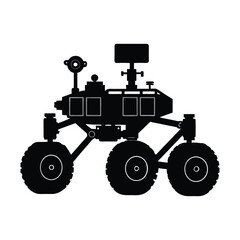 Silhouette of a space rover with mechanical arms and sensors
